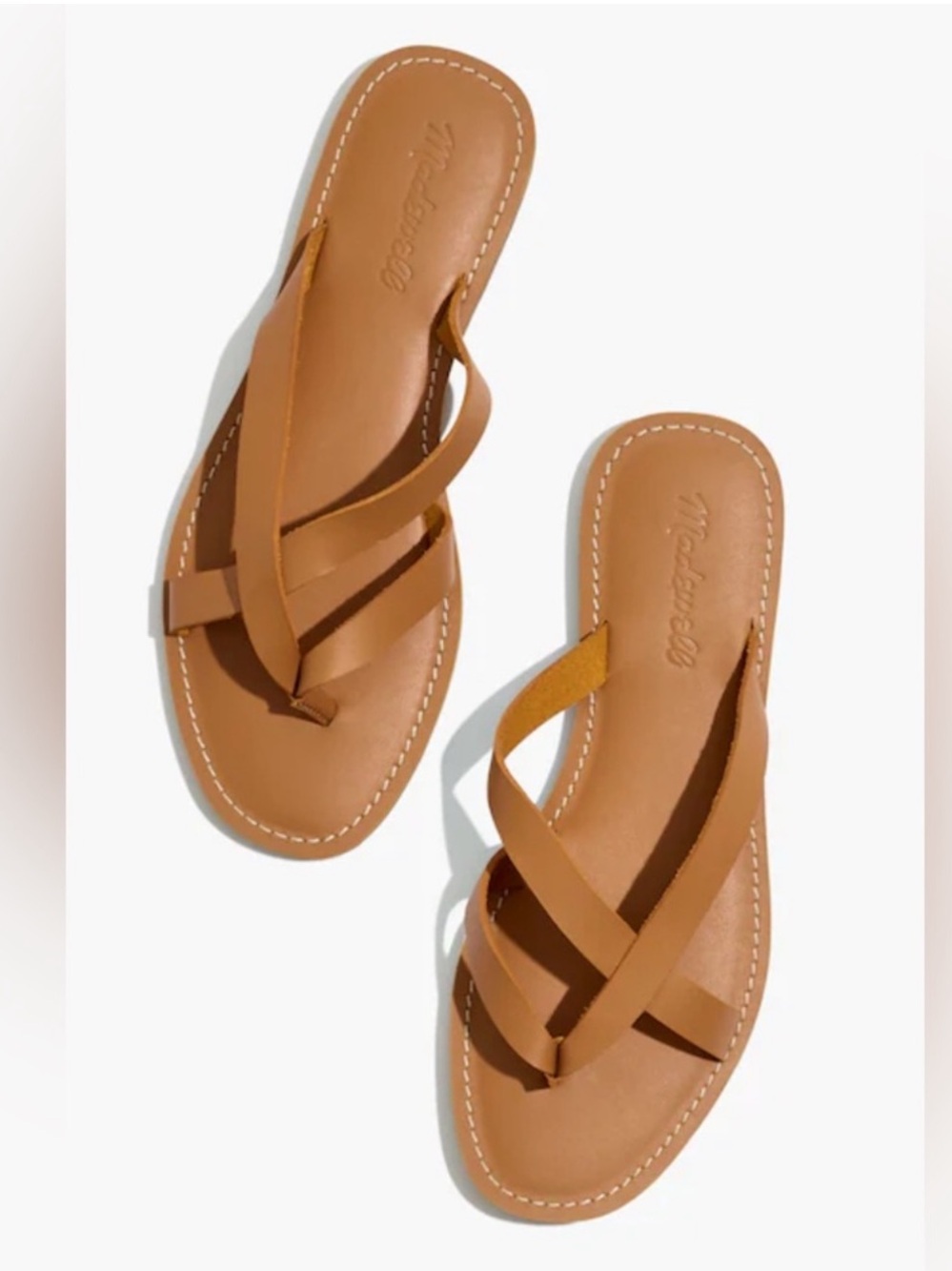 Madewell The Boardwalk Thong Sandal Leather Desert Camel tan cognac crisscross